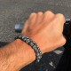 Bracelet pearl paved with Zirconia and black labradorite(Man Shamballa silver)