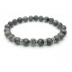 Bracelet pearl paved with Zirconia and black labradorite(Man Shamballa silver)