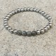 Bracelet 6mm - Perle Hématite argenté et Labradorite (Homme / Femme)