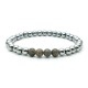 Bracelet 6mm - Perle Hématite argenté et Labradorite (Homme / Femme)