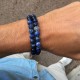 Bracelet pearl paved with Zirconia and sodalite (Man Shamballa silver)