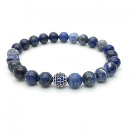 Bracelet perle pavée de Zircon et Solidate (Homme Femme) 