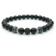 Bracelet Zircon paved bead and Onyx, Obsidian snowflake(Men's Woman)