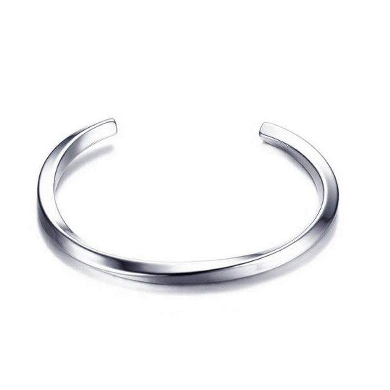 Bracelet Jonc Torsadé Pour Homme En Acier Inoxydable - Ouvert Et Rigide - Neuf Avec étiquettes