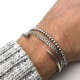  925 Sterling Silver Bangle Bracelet - Engraved Laurel - Men Jewelry