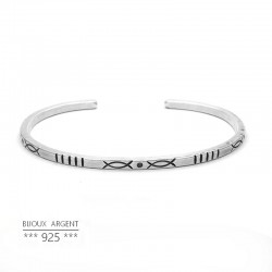 925 Sterling Silver Bangle - Geometric pattern - Men's Jewelry