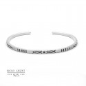 Jonc fin en Argent 925 - Bracelet motif géométrique - Bijou homme