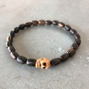 Bracelet tête de mort - Perle bois exotique de palmier (Homme / Femme)