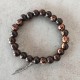 Exotic wooden Bracelet - Old palm 8mm + silver feather Pendant