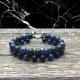 Bracelet DOUBLE Perle Onyx et Oeil de tigre / fermeture style shamballa (mixte homme femme)