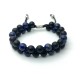 Bracelet DOUBLE Perle Onyx et Oeil de tigre / fermeture style shamballa (mixte homme femme)