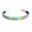 Blue woven bangle Bracelet - Golden Brass with fine gold