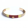 Brown woven bangle Bracelet - Golden Brass with fine gold