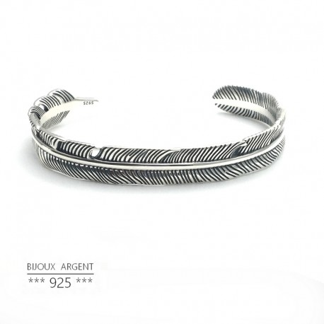 Bracelet jonc pépite brut en Argent 925 forme triangle - Bijou homme