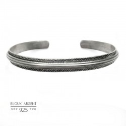 Bracelet jonc large style vintage en Argent 925 - Bijou homme