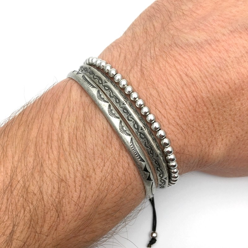 Men's Bracelets Association 2 Steel band + 1 bracelet silver hematite ...