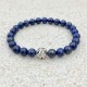 Bracelet en pierres naturelles de lapis lazuli et sa perle sculpté en argent 925, disponible pour homme ou femme