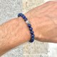 Bracelet en pierres naturelles de lapis lazuli et sa perle sculpté en argent 925, disponible pour homme ou femme