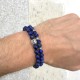 Bracelet en pierres naturelles de lapis lazuli et sa perle sculpté en argent 925, disponible pour homme ou femme