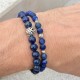 Bracelet en pierres naturelles de lapis lazuli et sa perle sculpté en argent 925, disponible pour homme ou femme