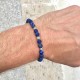 Bracelet 6mm en pierres naturelles de Lapis Lazuli dépolies avec perles en argent 925 KPC51