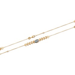 Gold Plated Laurel Leaf bracelet with Labradorite Stone LAURIER