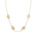 Collier chaîne avec 4 petites feuilles plaqué or - JUNGLE