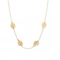 Necklace chain with 4 small leaves gold plated - JUNGLE