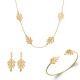 Necklace chain with 4 small leaves gold plated - JUNGLE