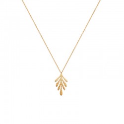 Collier chaîne fine avec pendentif feuille plaqué or - JUNGLE