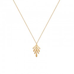 Fine chain necklace with gold plated leaf pendant - JUNGLE