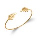 Bangle bracelet, hammered leaves and gold plated - JUNGLE