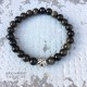 golden obsidian natural gemstone bracelet with carved 925 silver bead
