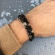 golden obsidian natural gemstone bracelet with carved 925 silver bead