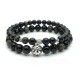 Bracelet 6mm natural gemstone of golden obsidian with beads in silver 925