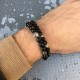 Bracelet 6mm natural gemstone of golden obsidian with beads in silver 925