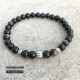 Bracelet 6mm natural gemstone of golden obsidian with beads in silver 925