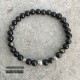 Bracelet 6mm en pierres naturelles d'obsidienne dorées avec perles en argent 925