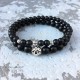 Bracelet 6mm en pierres naturelles, onyx noir avec perles en argent 925