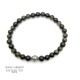 Bracelet 6mm en pierres naturelles d'obsidienne dorées avec perle en argent 925