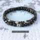 Bracelet 6mm natural gemstone of golden obsidian with bead in silver 925