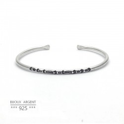 925 Sterling Silver Bangle - fish pattern - Men's Jewelry