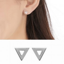 925 sterling silver openwork triangles stud earrings