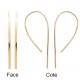 wide gold plated earrings pull through ears, dangling, tiny earrings