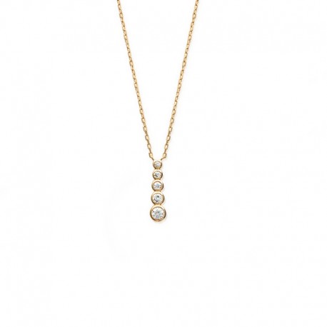 gold plated necklace with zirconia waterfall pendant, CZ - DEESSE