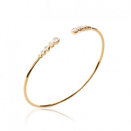 Bangle bracelet gold plated and zirconium, CZ - DÉESSE