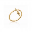 circle ring and tiny gold plated feather pendant - L'INDIENNE