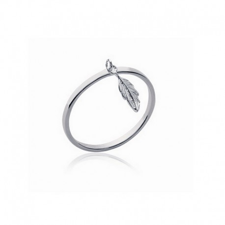 circle ring and tiny silver 925 feather pendant - L'INDIENNE