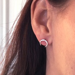 Boucles d'oreilles cornes en argent massif 925 - NINA - Puces d'oreilles, boucles d'oreille lune, boucles d'oreilles croissant