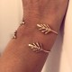 Bangle bracelet, hammered leaves and gold plated - JUNGLE